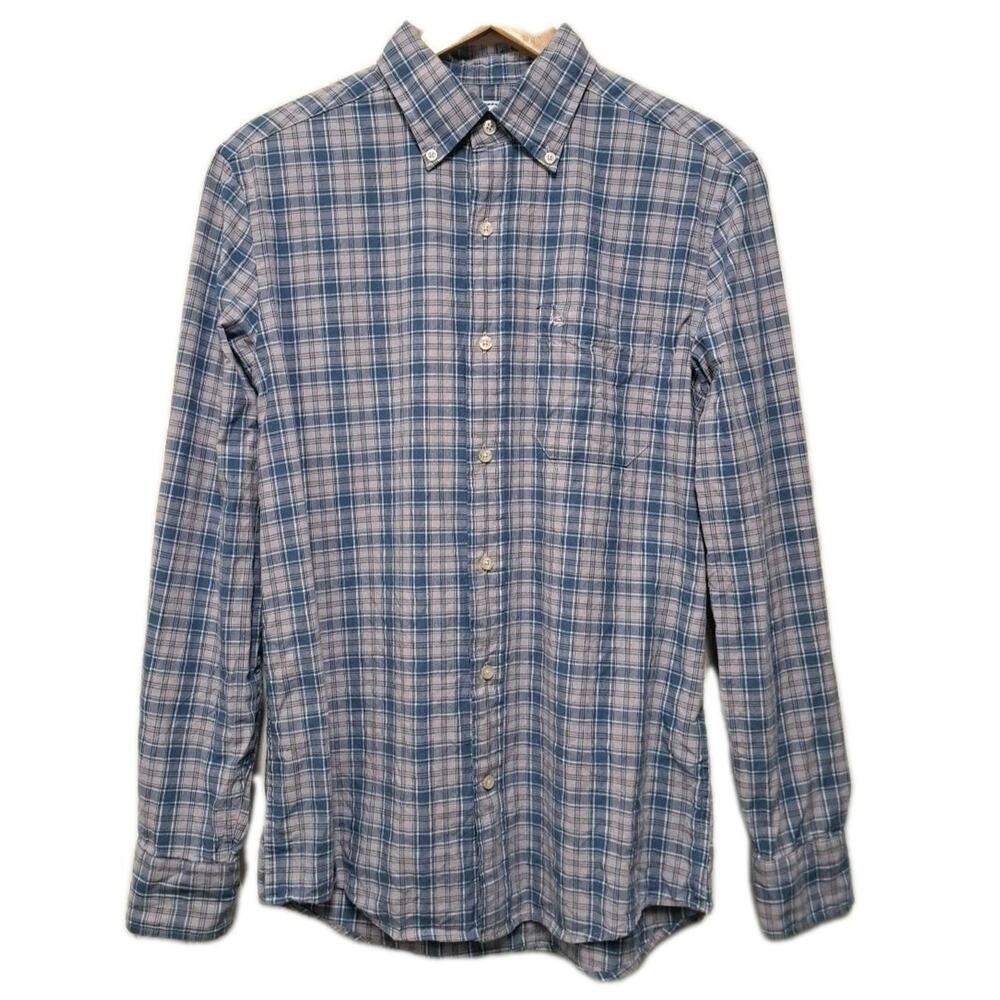 Southern Tide Long Sleeve Shirt Mens S Purple Plaid Linen Button Down Trim Fit